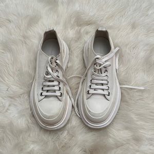 Alexander McQueen Canvas Tread Slick Canvas Lace-Up Sneakers Size 37